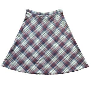 Vintage 80s 90s plaid light blue, blue and purple skirt